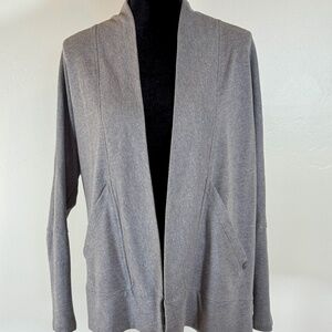Prana Centerpiece Wrap Open Front Cardigan Sweater Gray Organic Cotton Size S